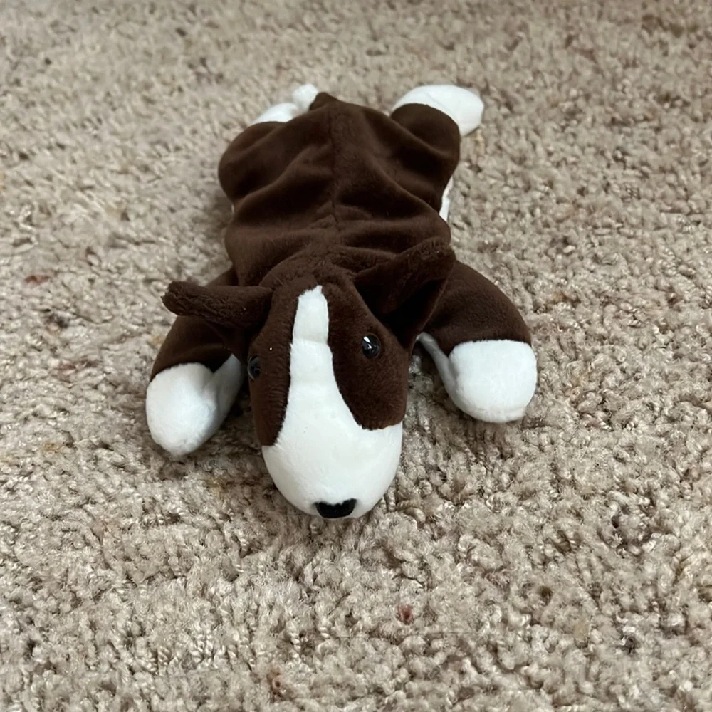 Ty Beanie babies Bruno The Dog dark brown and white